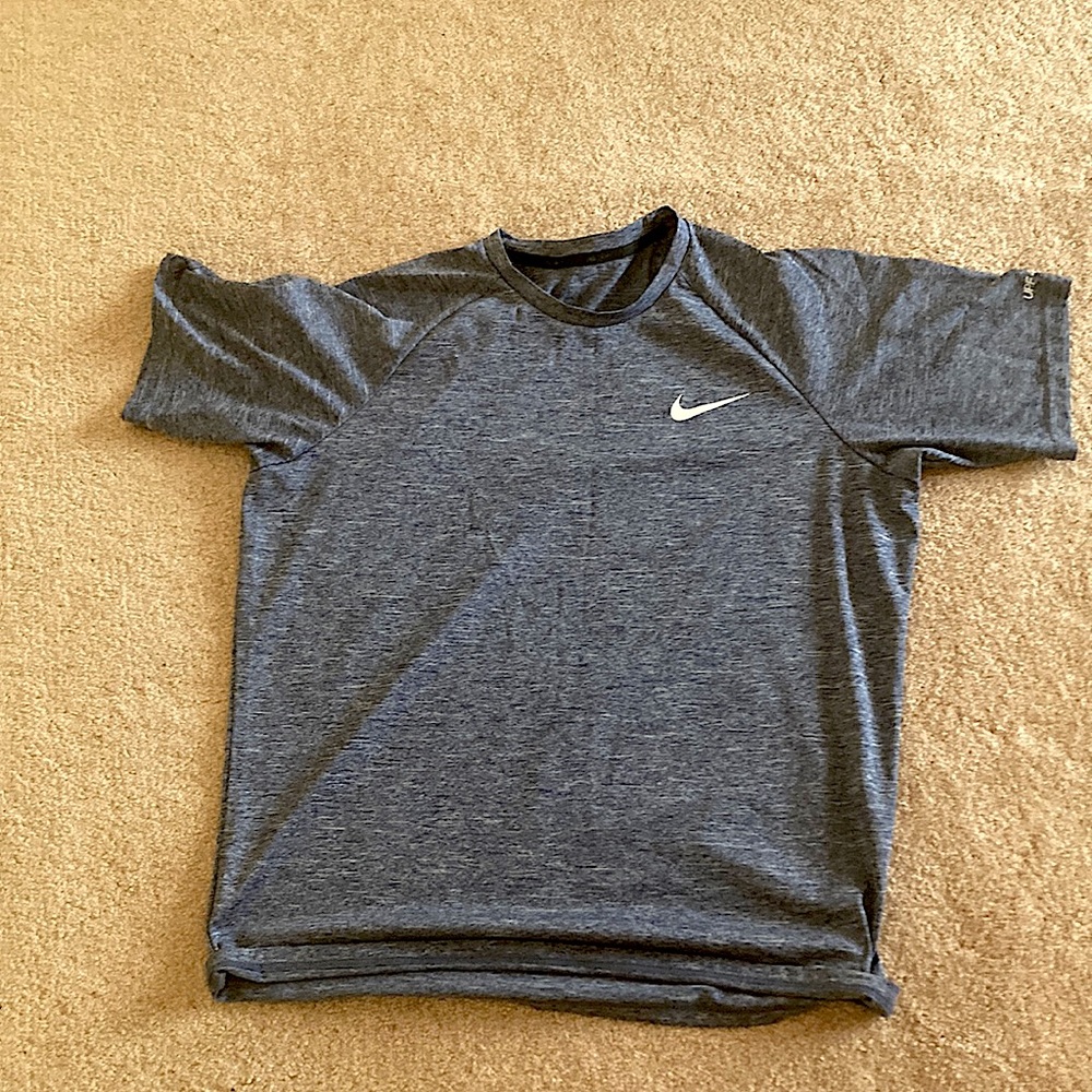 Grey-Blue Nike (White-Logo) Short Sleeve T-Shirt